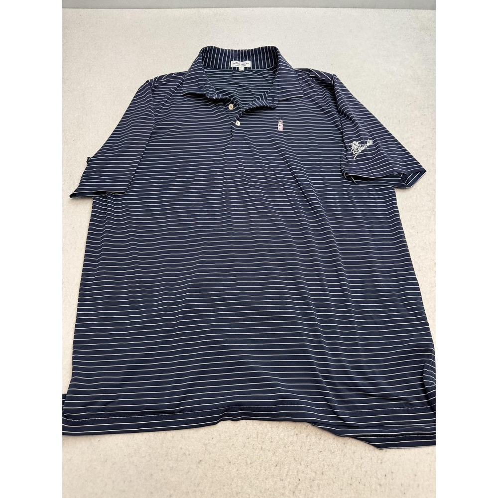Peter Millar Polo Shirt Mens XL Blue Striped Summer Comfort Golf Southern Hills